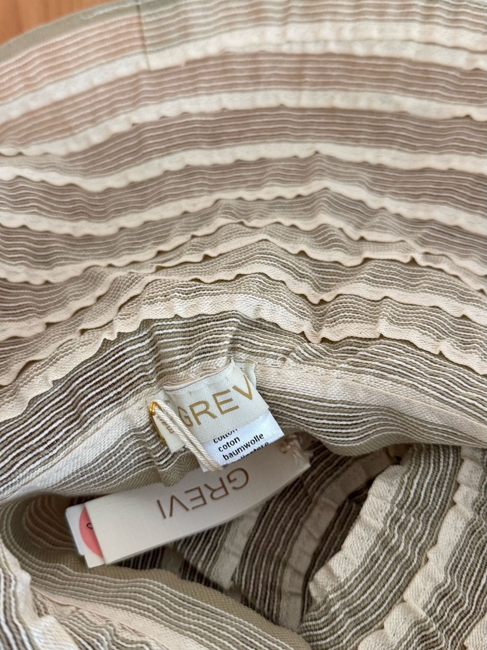 Grevi Beige and Cream Striped Sun Hat - Picture 2 of 2